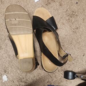 Clarks Black Leather Sandals